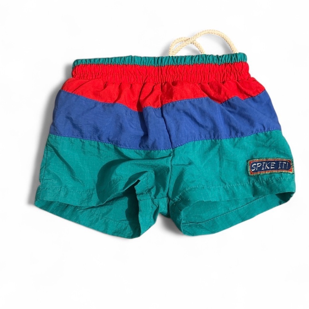 Vintage Sport Gear Baby Swim Trunks 12M Colorblock Shorts Retro 90s Beach